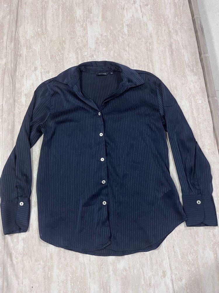Classic Navy Striped Button-Up Shirt