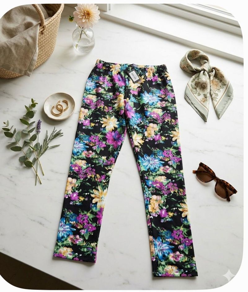 Vibrant Floral Print Pants