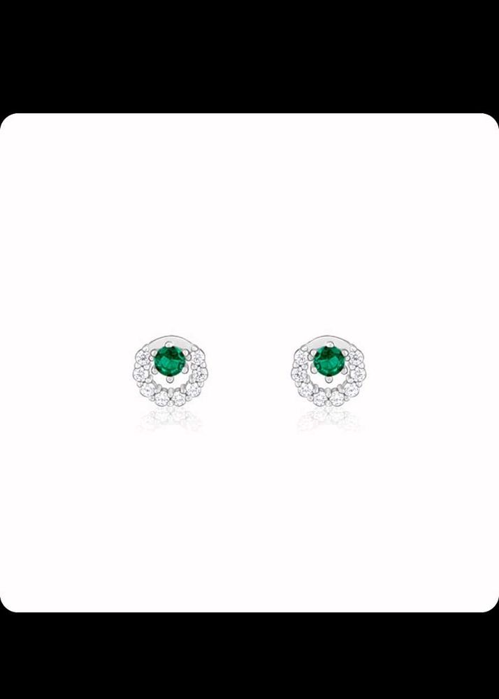 Emerald &amp; Diamond Halo Stud Earrings🌟🌟🌟🌟🌟