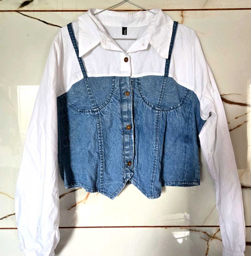 Denim Corset Shirt Top
