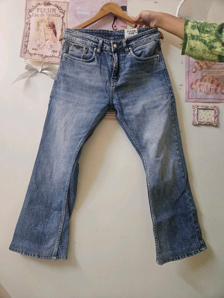 Washed Blue Flare Jeans