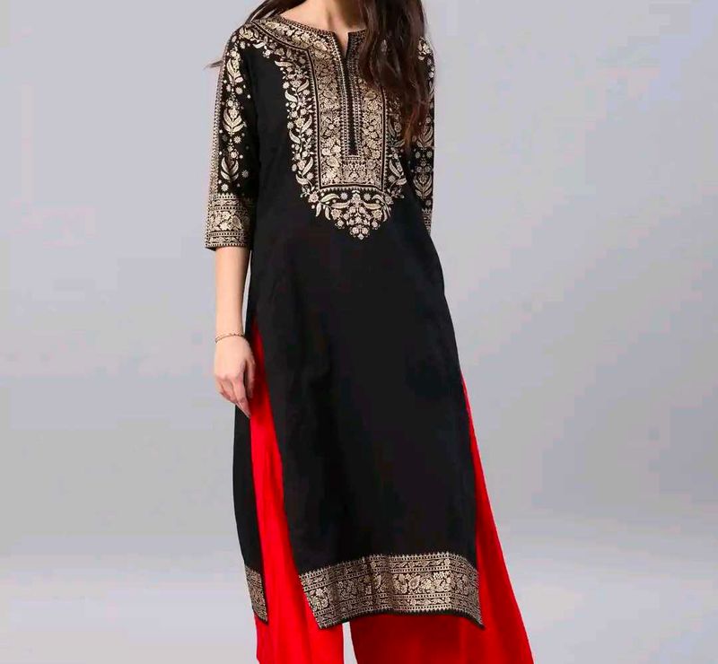 Elegant Black Kurta with Gold Embroidery