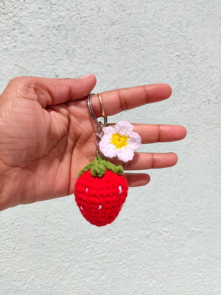 Strawberry Crochet Keychain