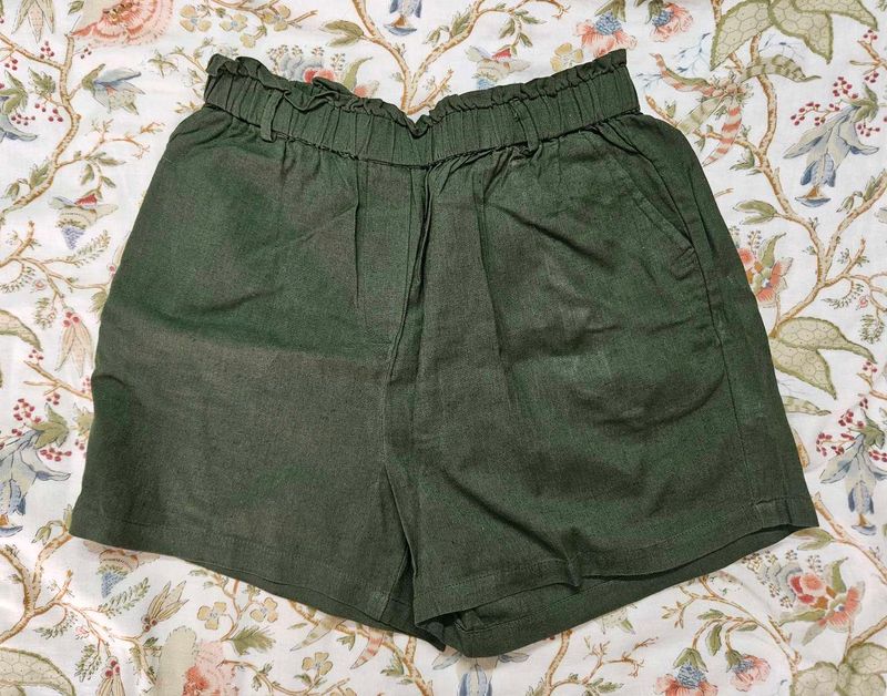 Stylish Green Paperbag Shorts