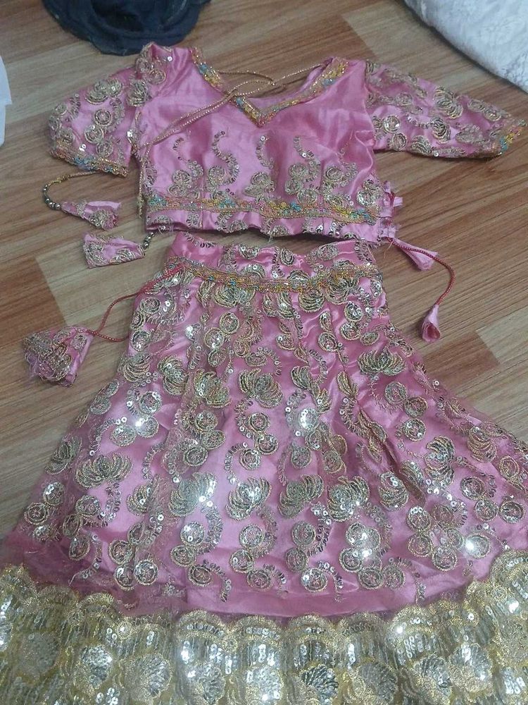 Stunning Pink Embroidered Lehenga Set