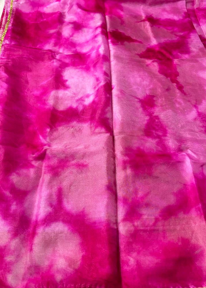 Pink Tie-Dye Organza Silk Saree