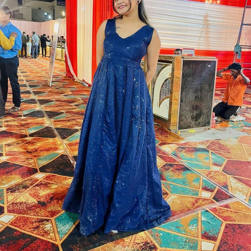 Elegant Blue Sequin Gown