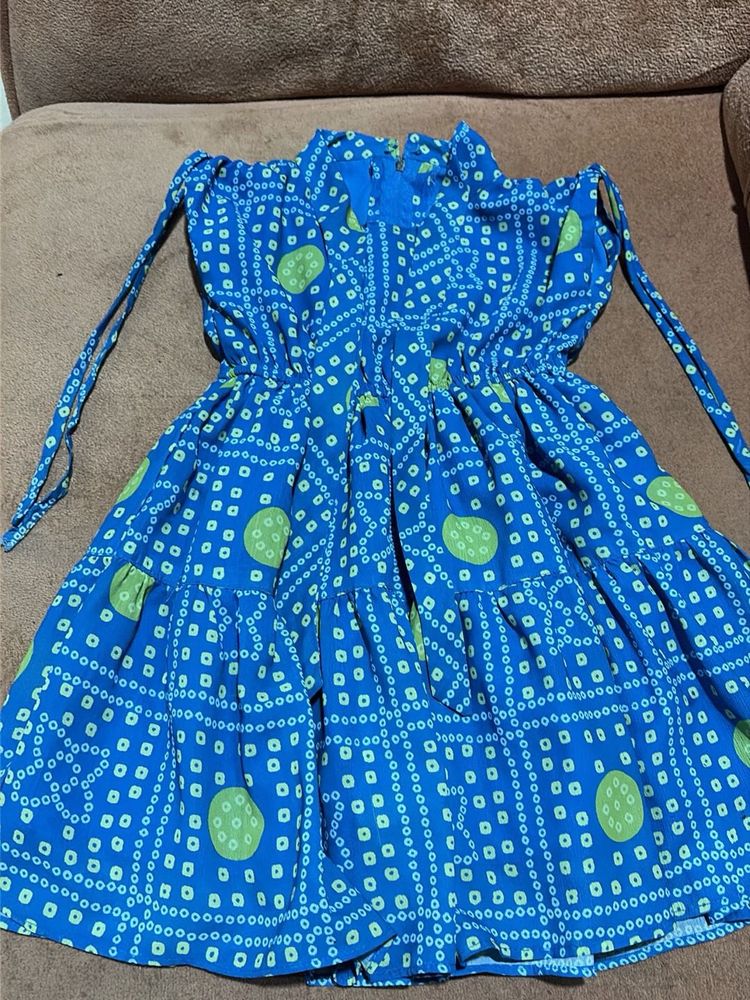 Blue Printed Dress