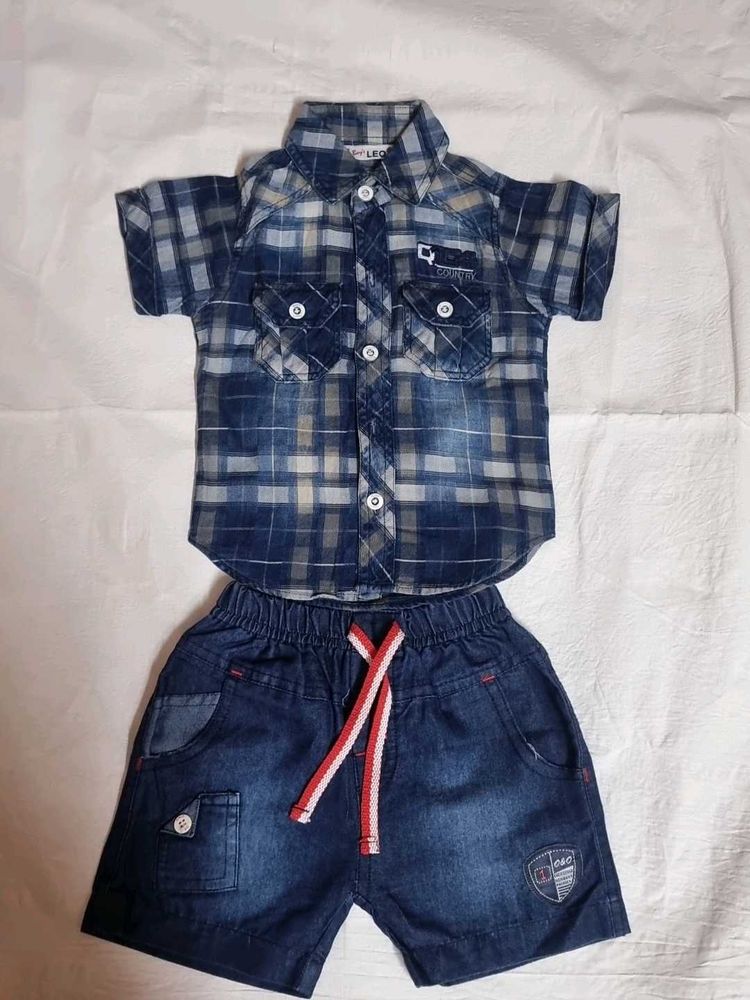Boys Denim Shirt and Shorts Set