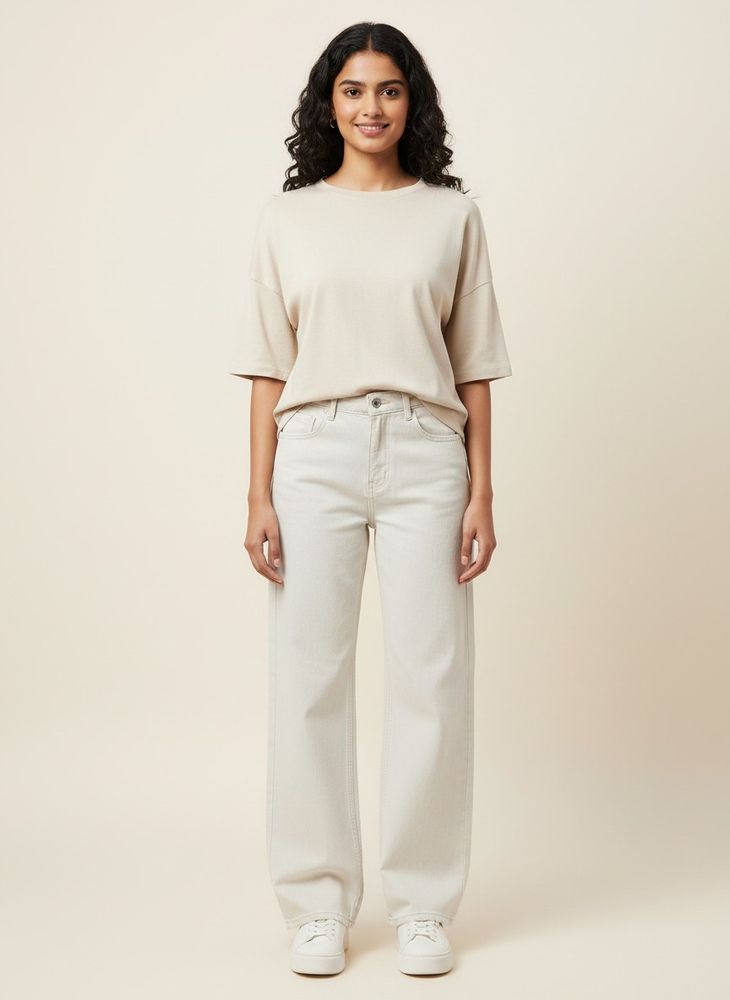 Trendy Light Wash Wide Leg Jeans