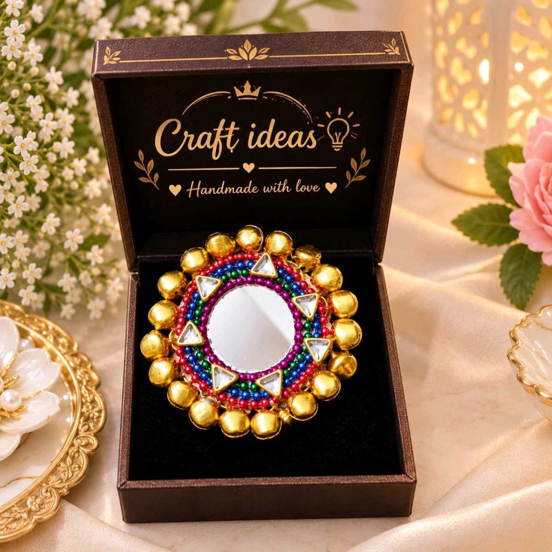 Boho Mirror &amp; Beaded Statement Ring