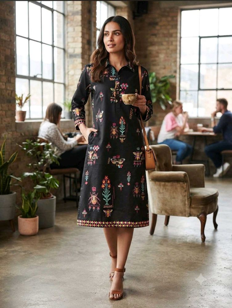 DIWALI SALE🚨Pinterest Black Kurta with Colorful B