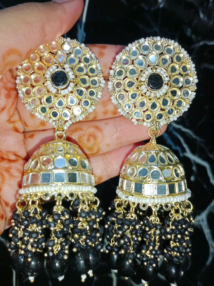 Big Jhumkas Available In Black Colour
