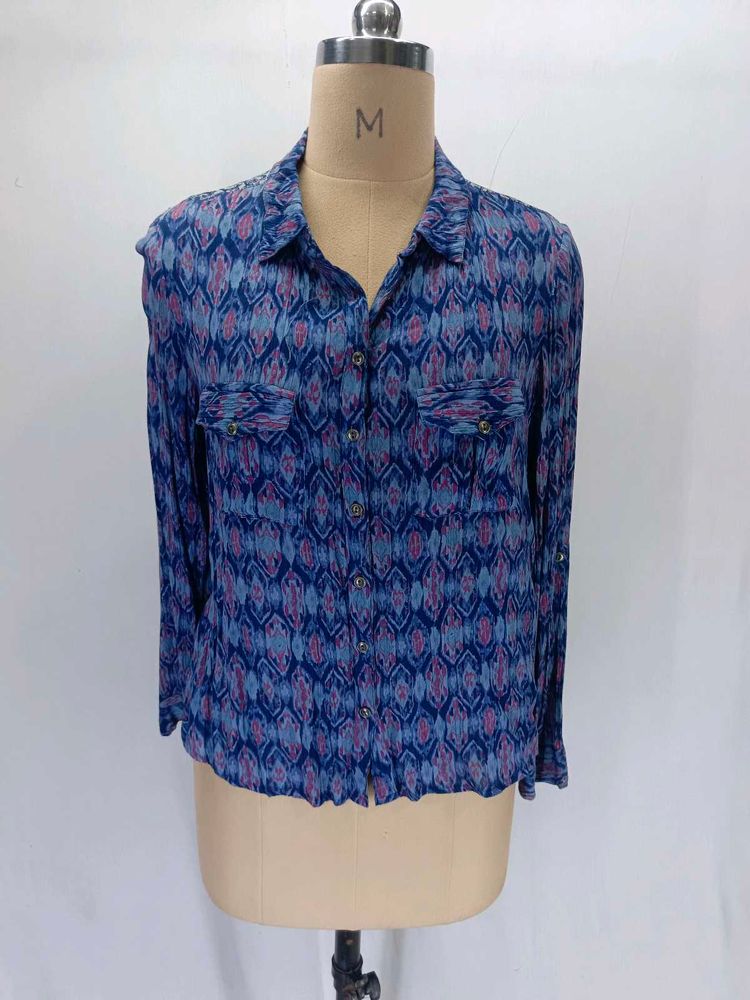 Stylish Blue Printed Button-Up Shirt