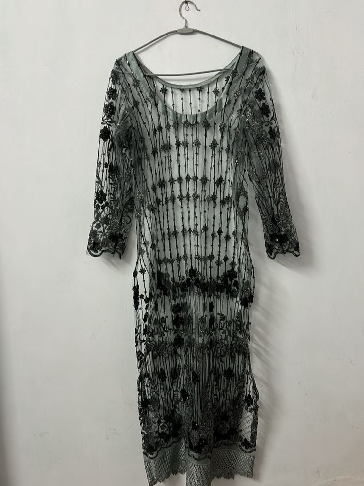 Grey lace embroidery Kurti