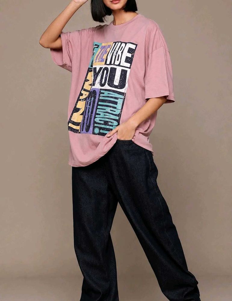 Graphic Print Drop-Shaulder sleeves Oversized T-Sh