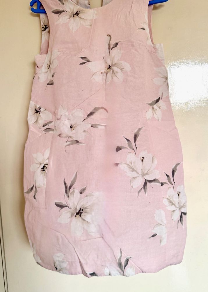 Pink Floral Sleeveless Dress