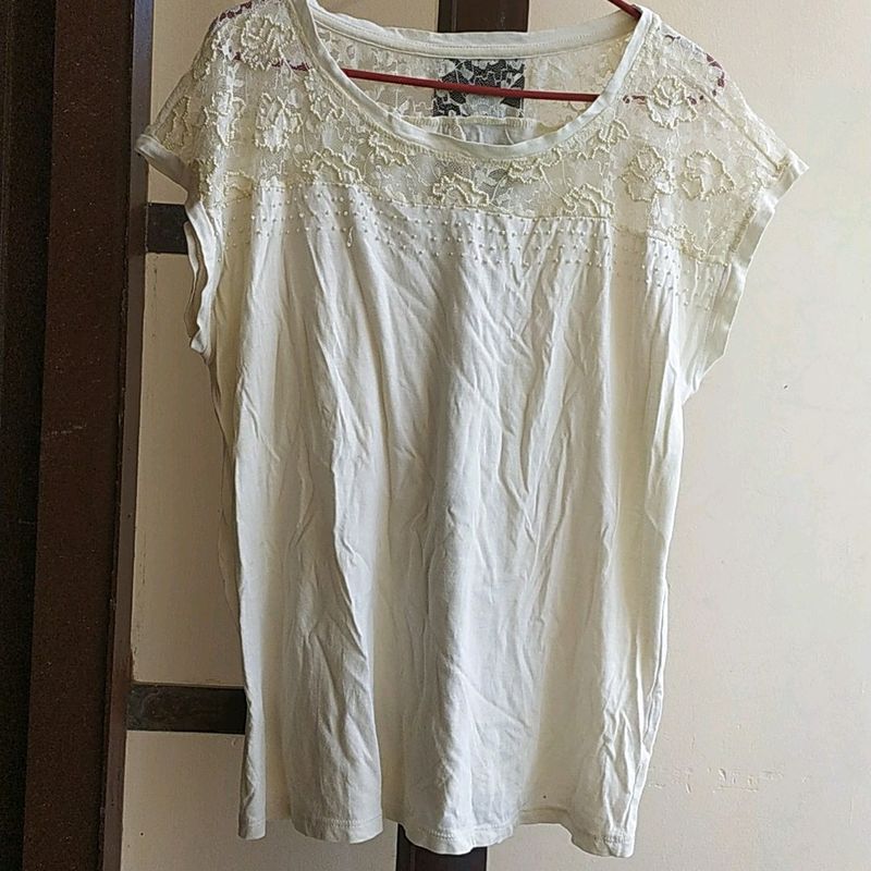 viscose lace beaded top
