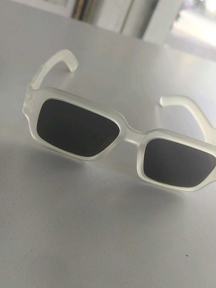 Chunky White Rectangular Sunglasses