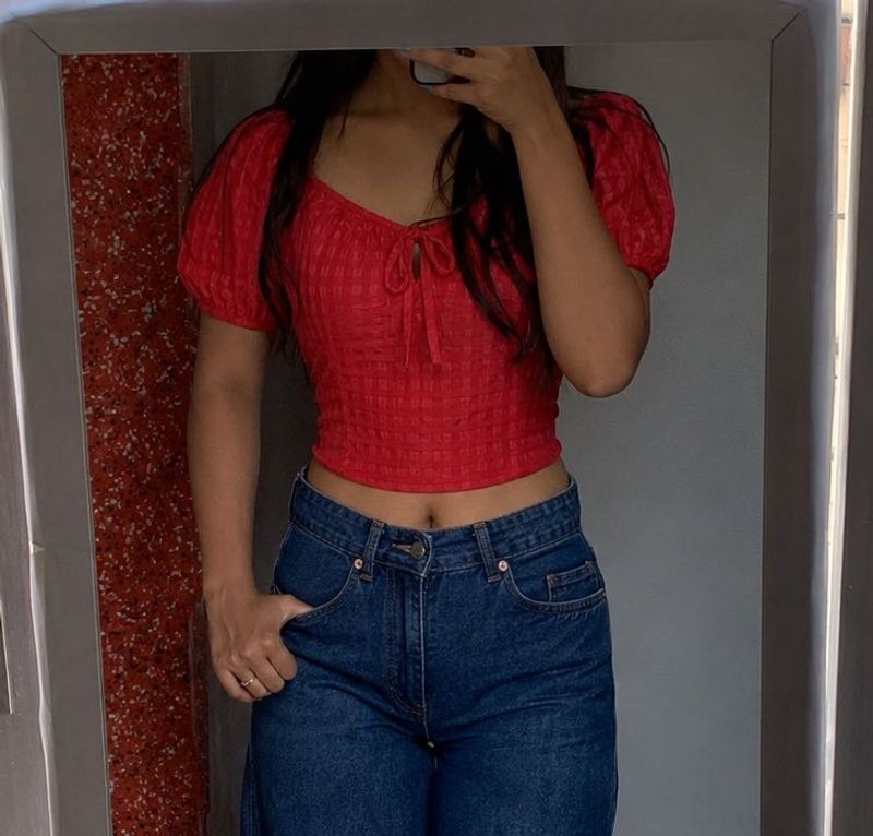 Smocked Red Crop Top