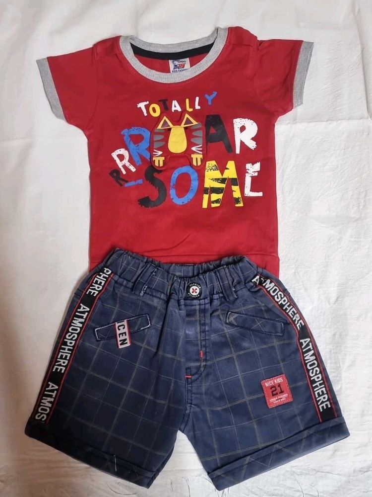 Kids "Roar Awesome" T-Shirt and Shorts Set