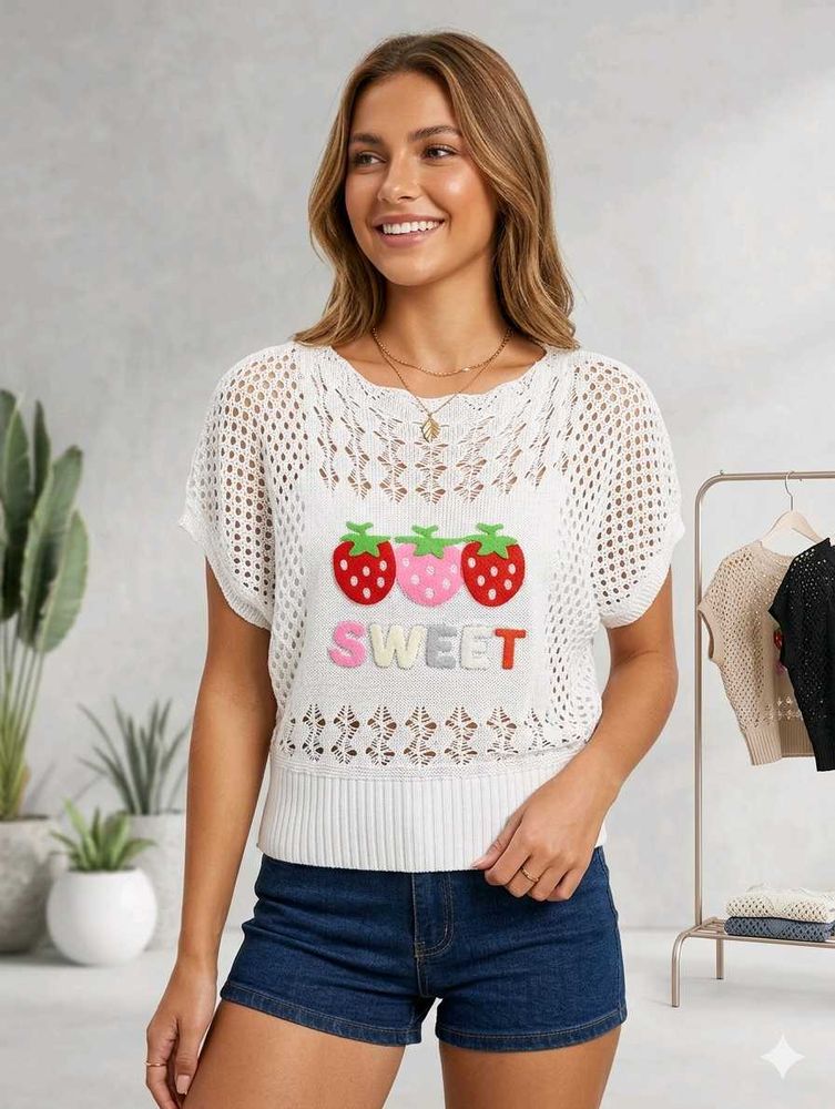 Sweet Strawberry Knit Top