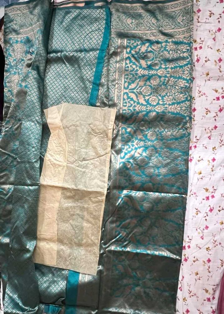 silk zaree work saree with blouse piece