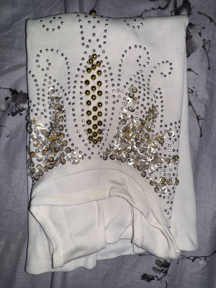 Sparkling Embellished White Top