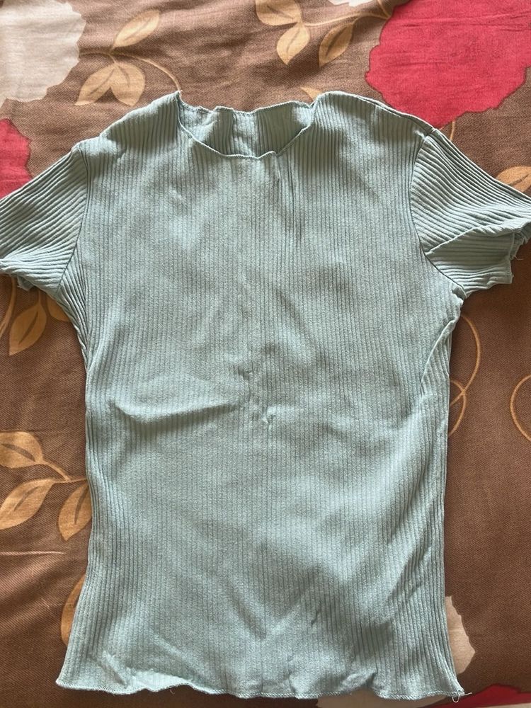 Ribbed Pastel Green top