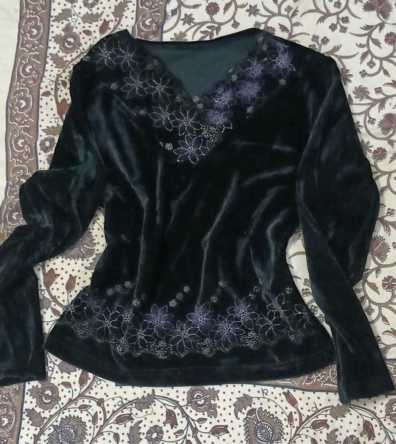 Elegant Black Velvet Blouse