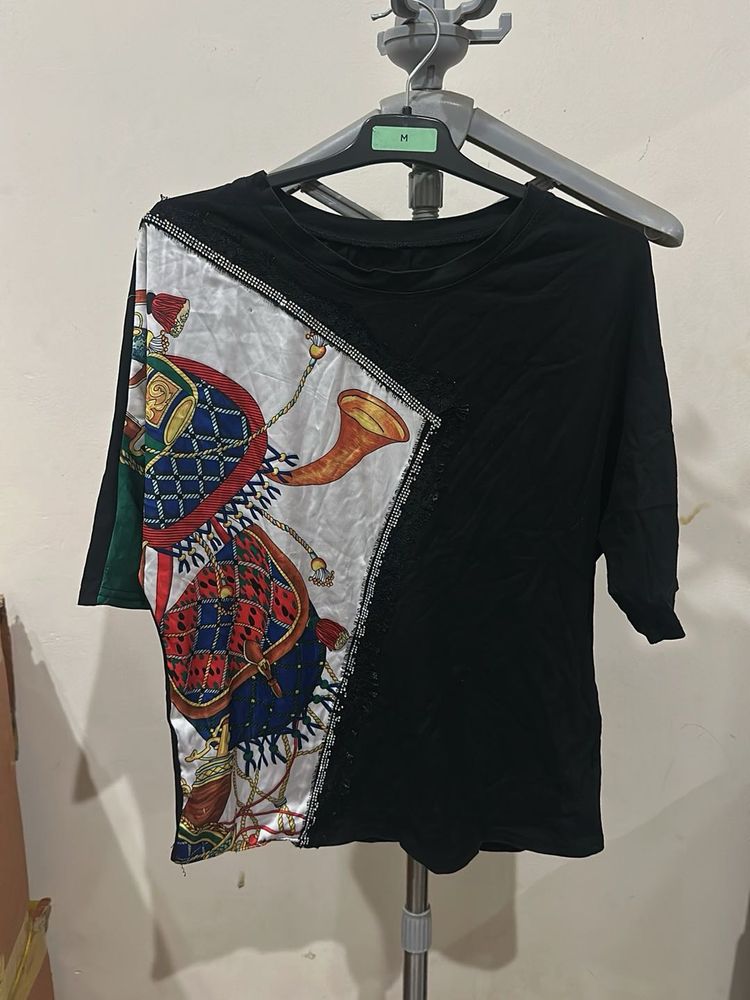 Unique Printed Black T-Shirt