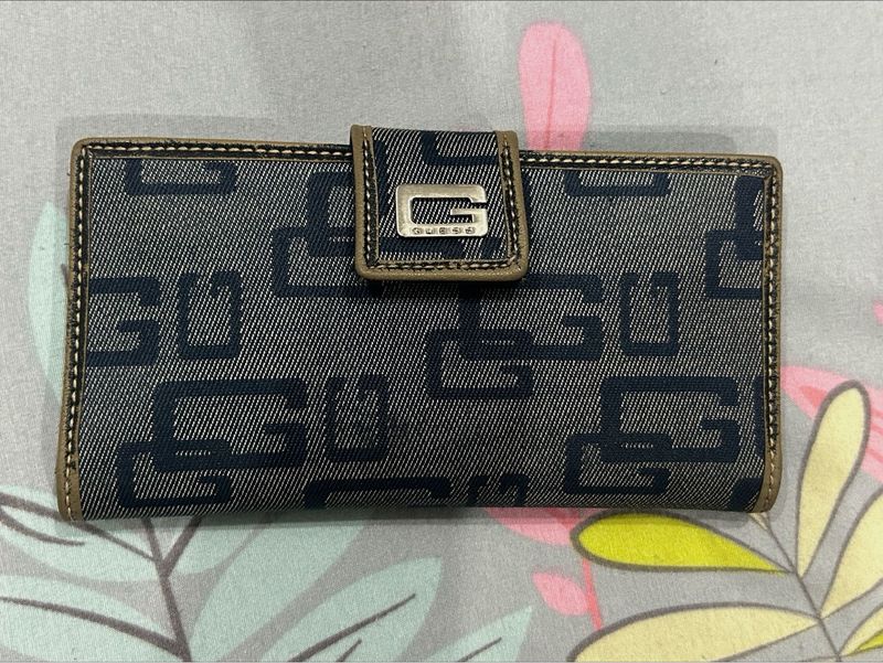 Vintage Y2k Guess Monogram Denim Wallet