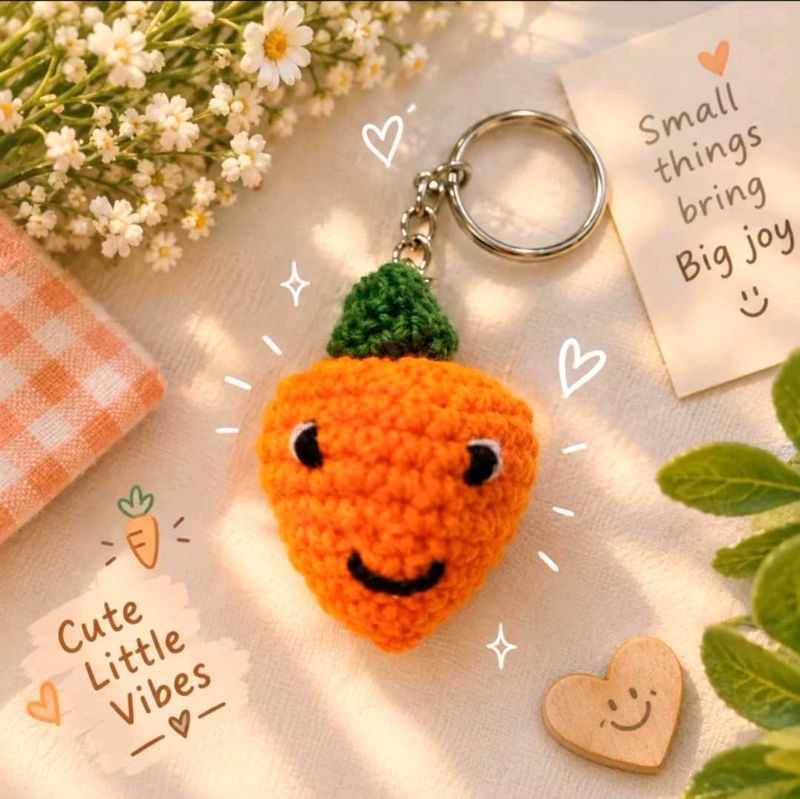 🥕 Handmade Crochet Carrot Keychain