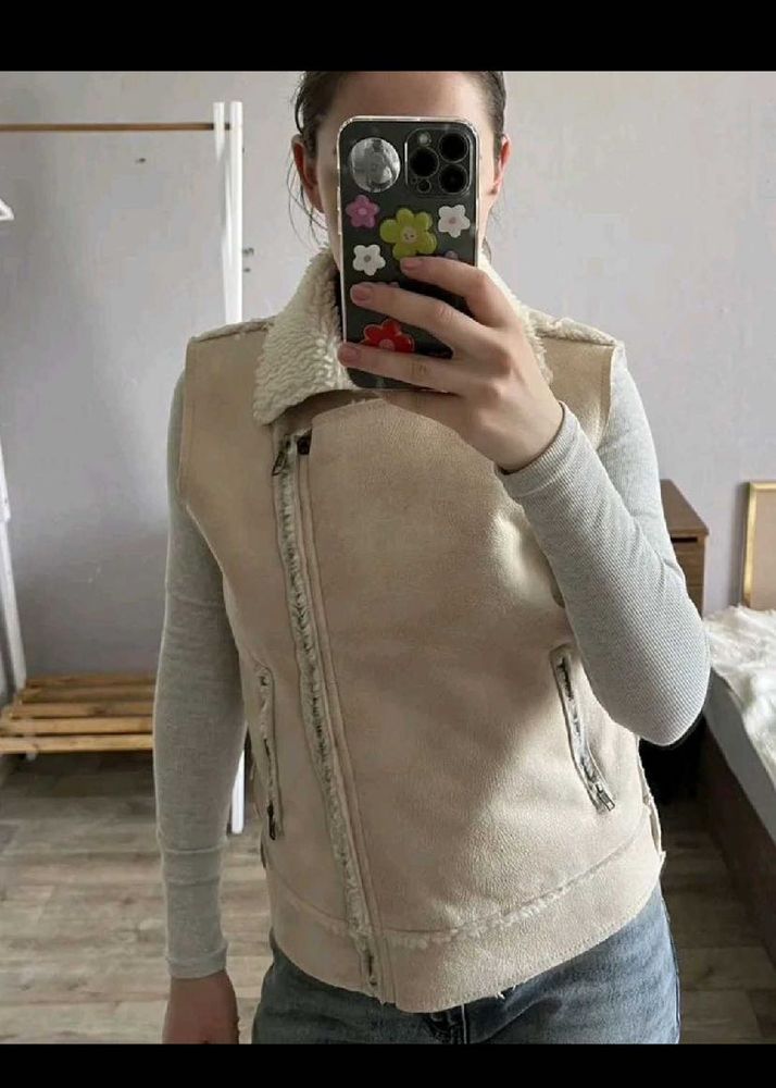 MANGO Women's Faux Shearling Lined Vest