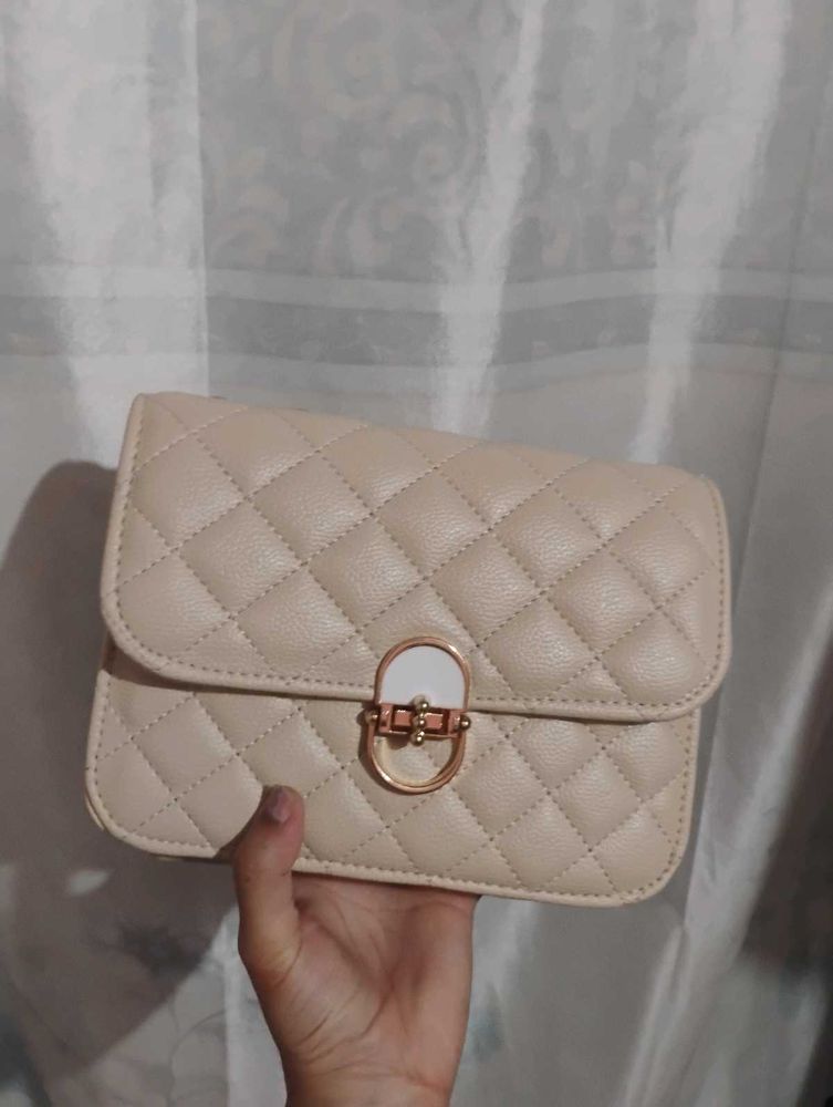 Elegant Beige Quilted Sling Bag for Women ✨
