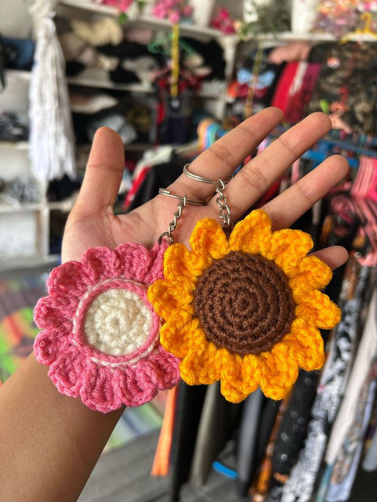 Crocheted Flower Keychains (Set of 2)