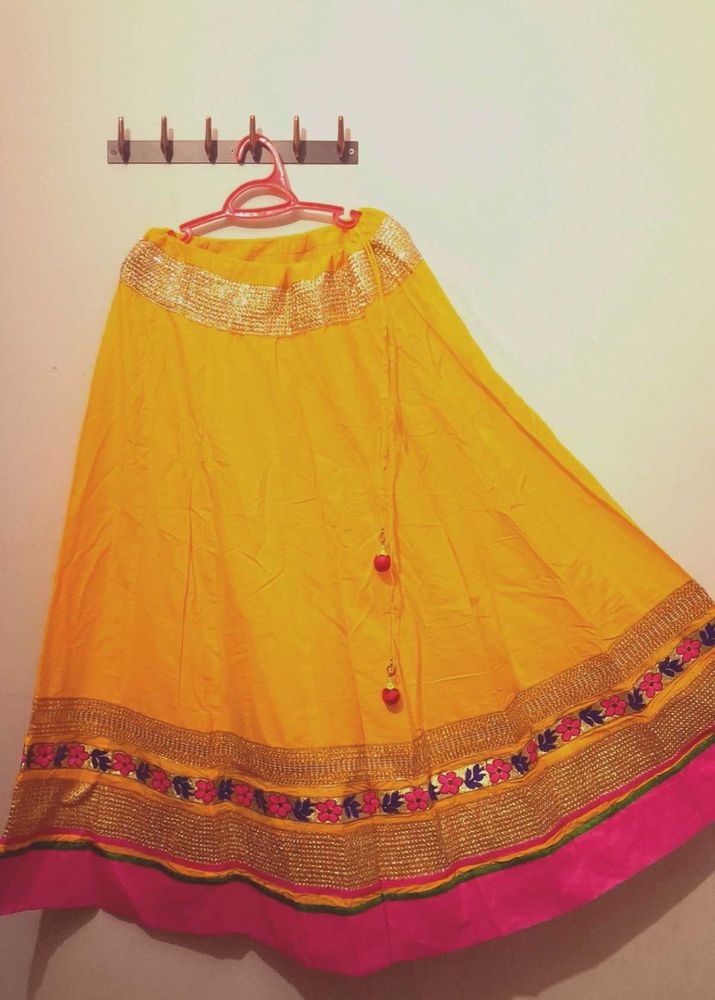 Vibrant Yellow Embroidered Ethnic Skirt