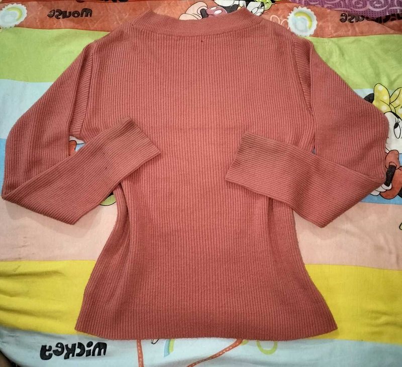 Ribbed Knit Mock Neck Sweatshirt