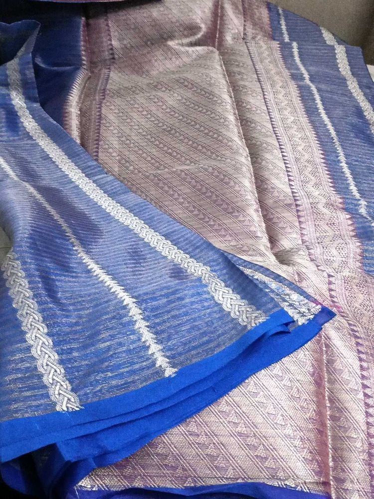 Elegant Blue &amp; Silver Saree