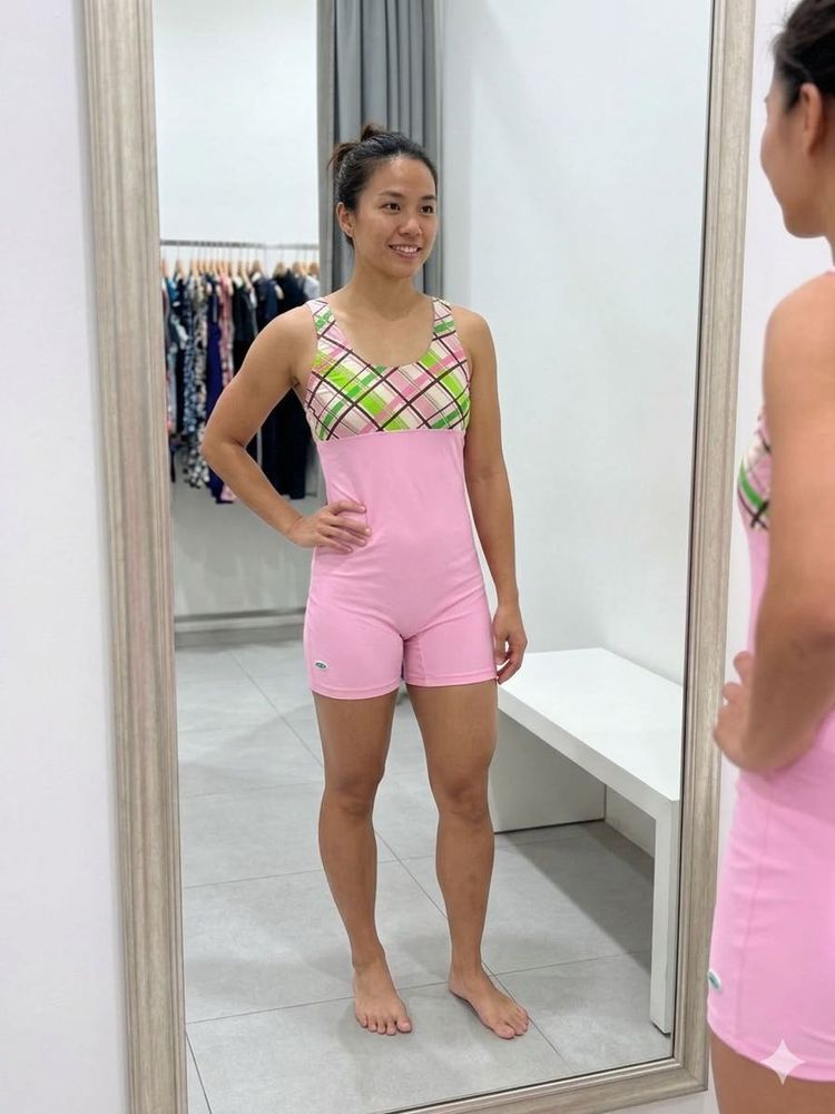 Pink Plaid Swimsuit Padded