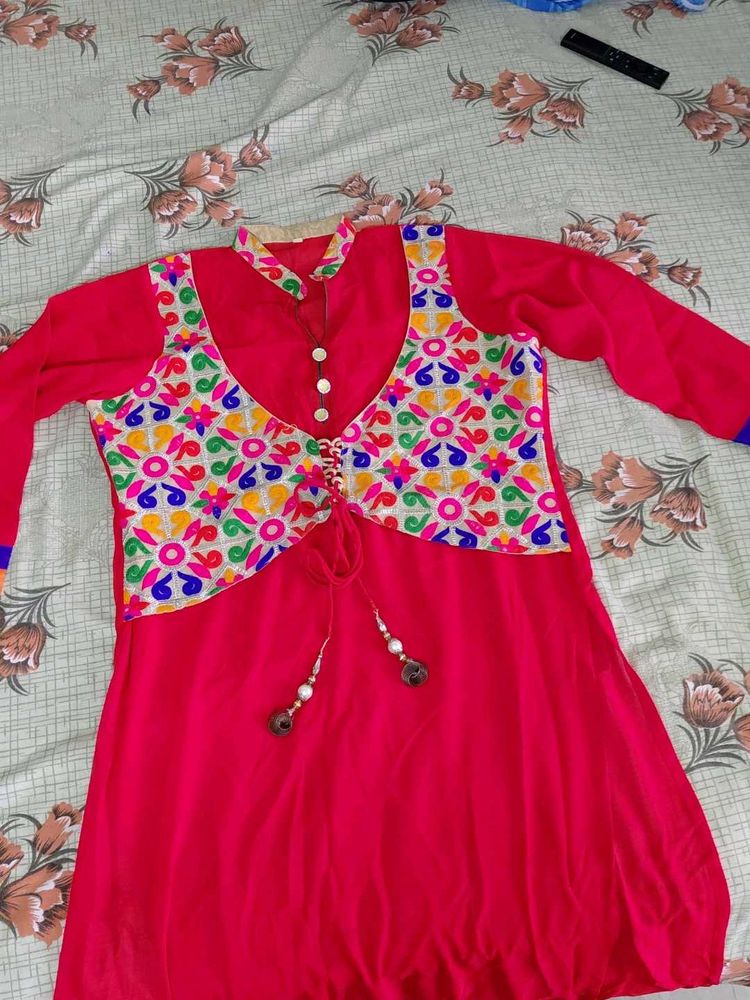 Beautiful Embroidered Kurta Set with under shirt