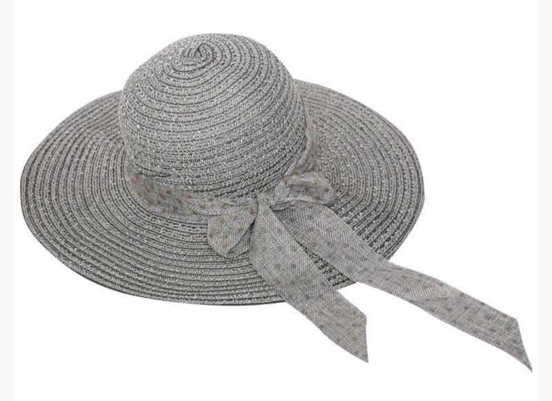 Grew bow woven beach  hat