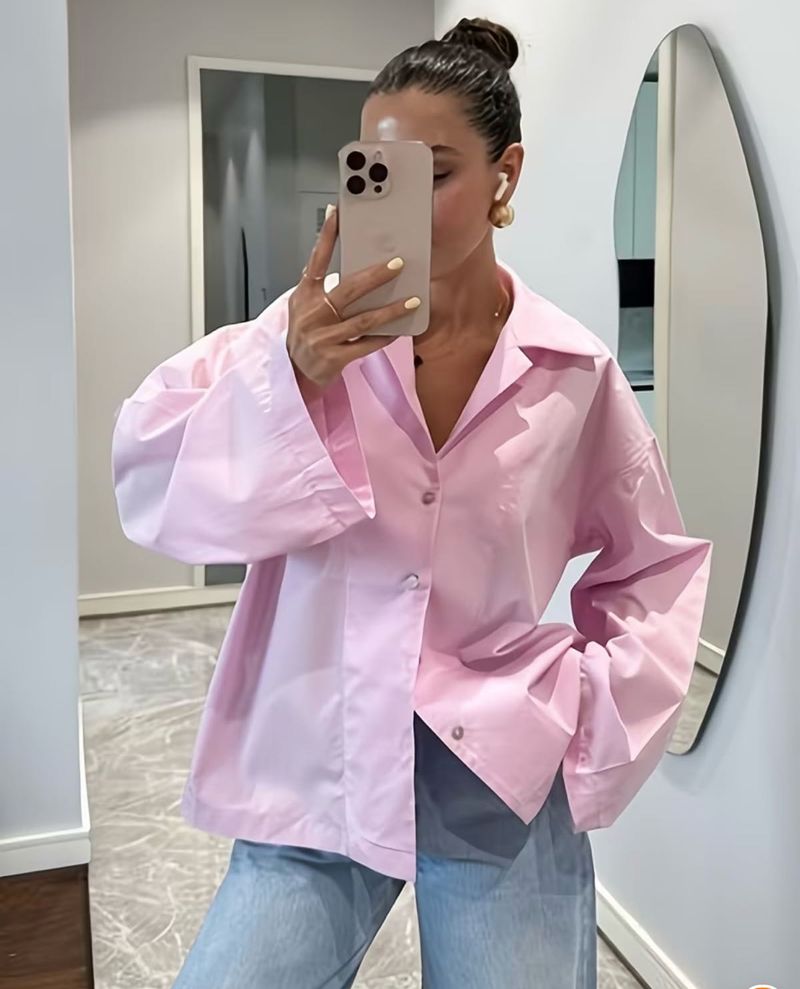 Pink Oversized Button-Up Shirt