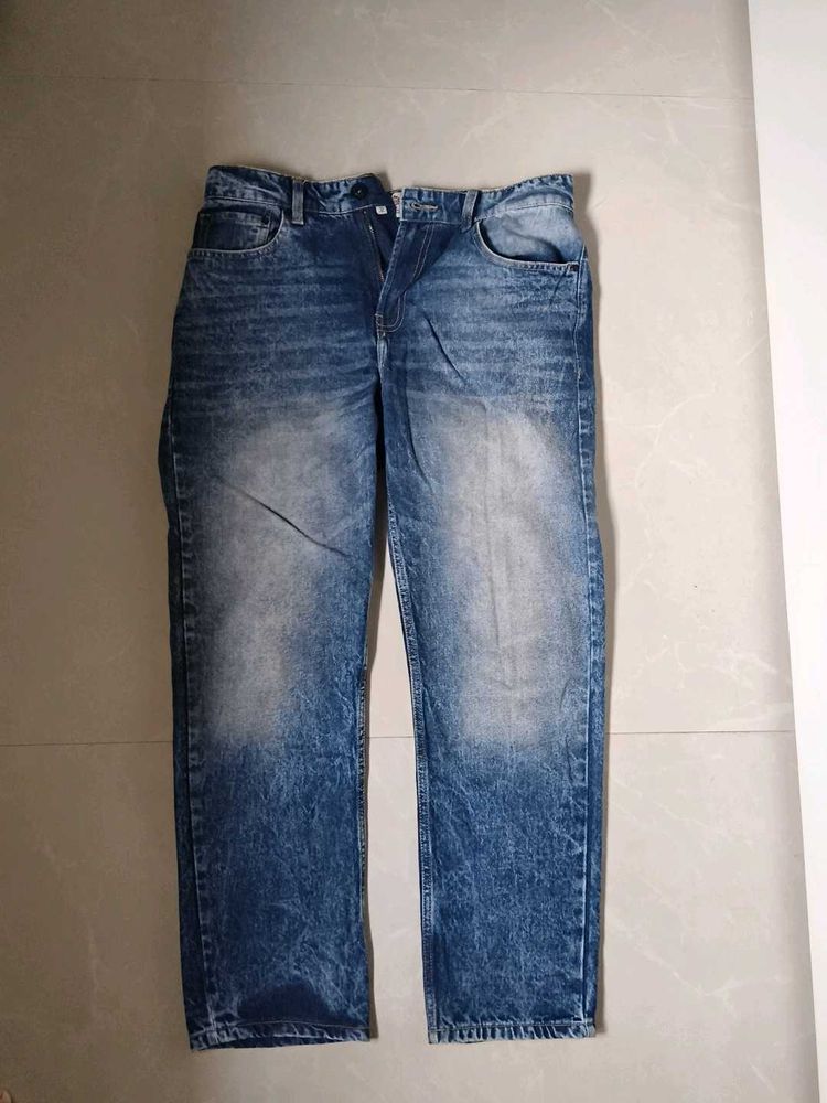 Men's Washed Blue Denim Jeans ( Roadster)
