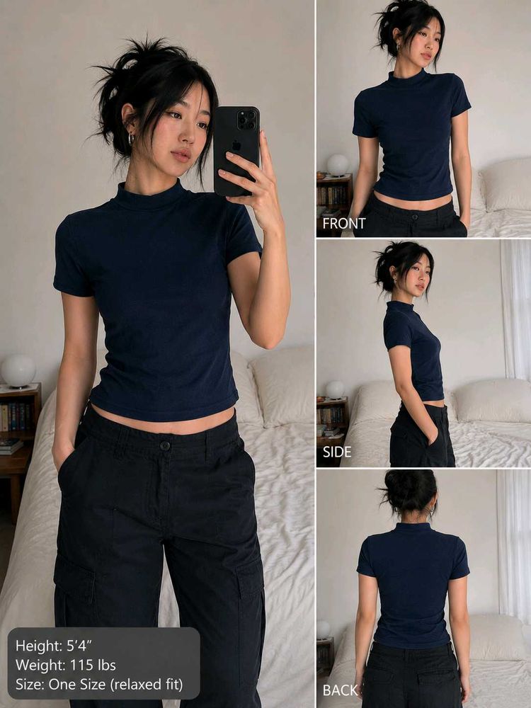 Black Mock Neck T-Shirt