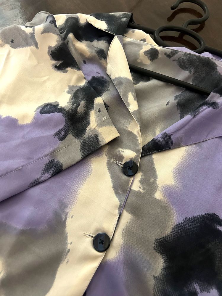 Abstract Print Button-Down Shirt