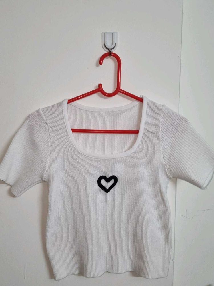 Cute White Heart Top