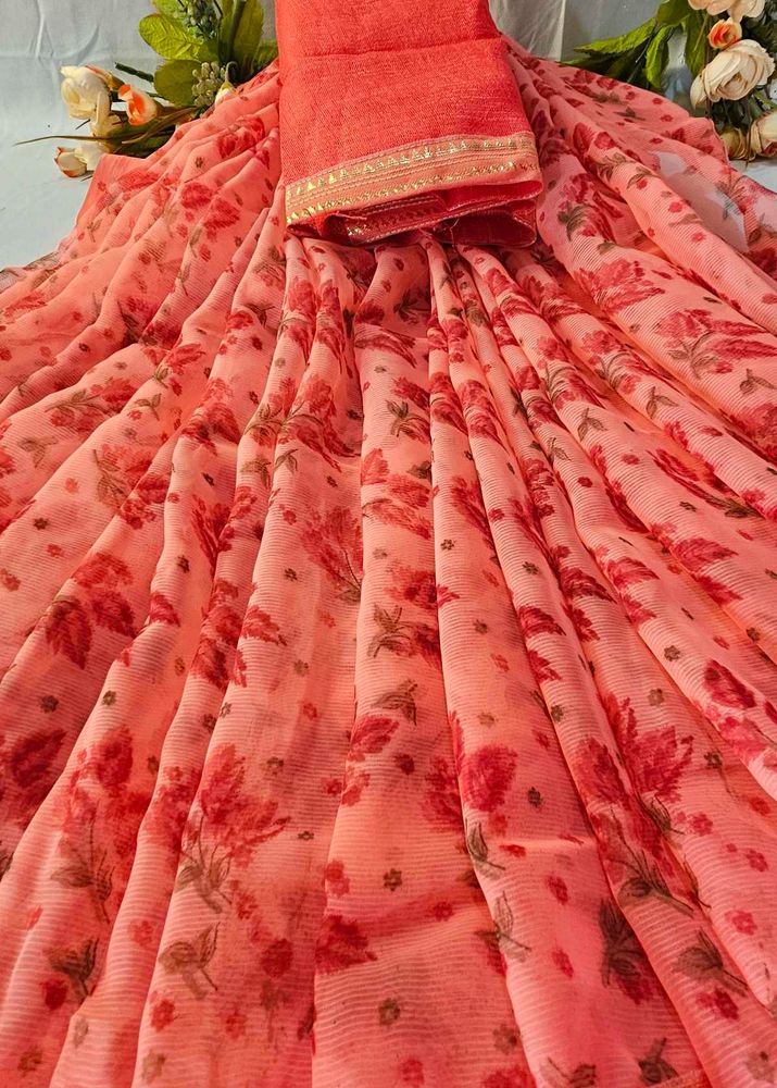 Floral Chiffon Saree