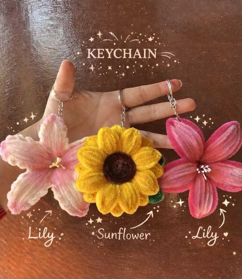 Handmade Flower Keychain Set - Any 1