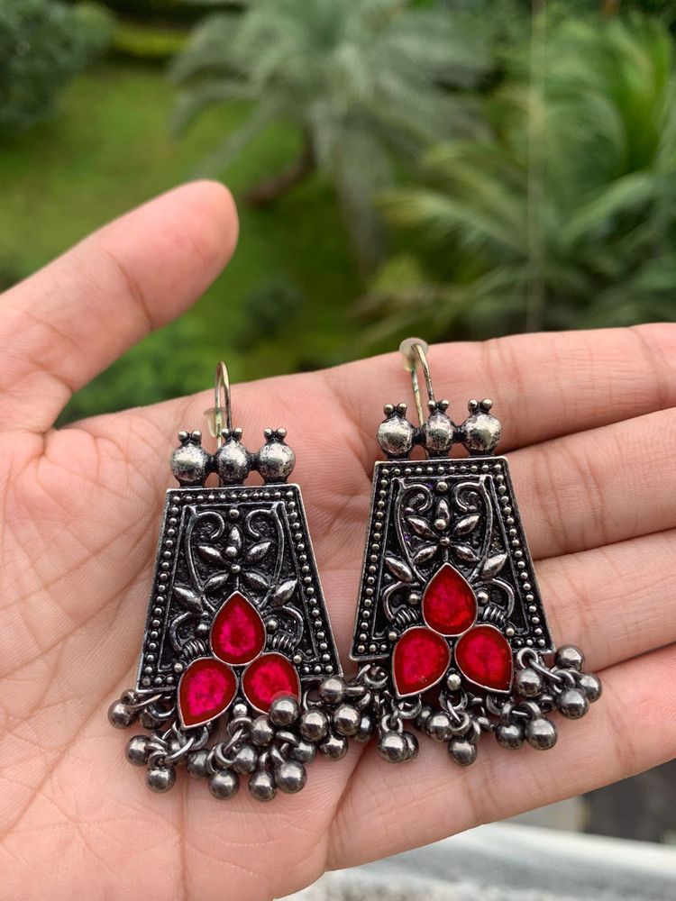 Red Tribal Earrings